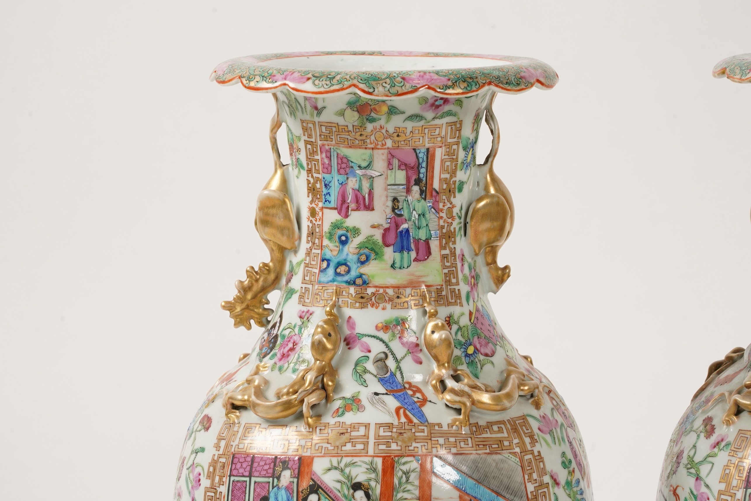 A pair of Chinese famille rose vases, Daoguang period, c.1830
